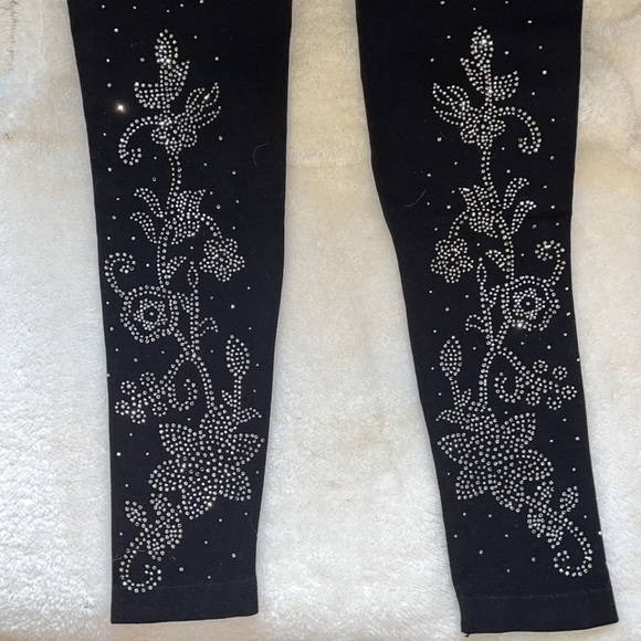 Black Rhinestone Leggings - Picture 2 of 2
